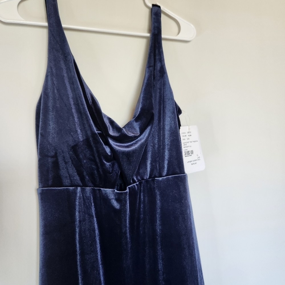 Lovely Navy Velvet front twist fl dress, NWT, Size 8 - Picture 7 of 11
